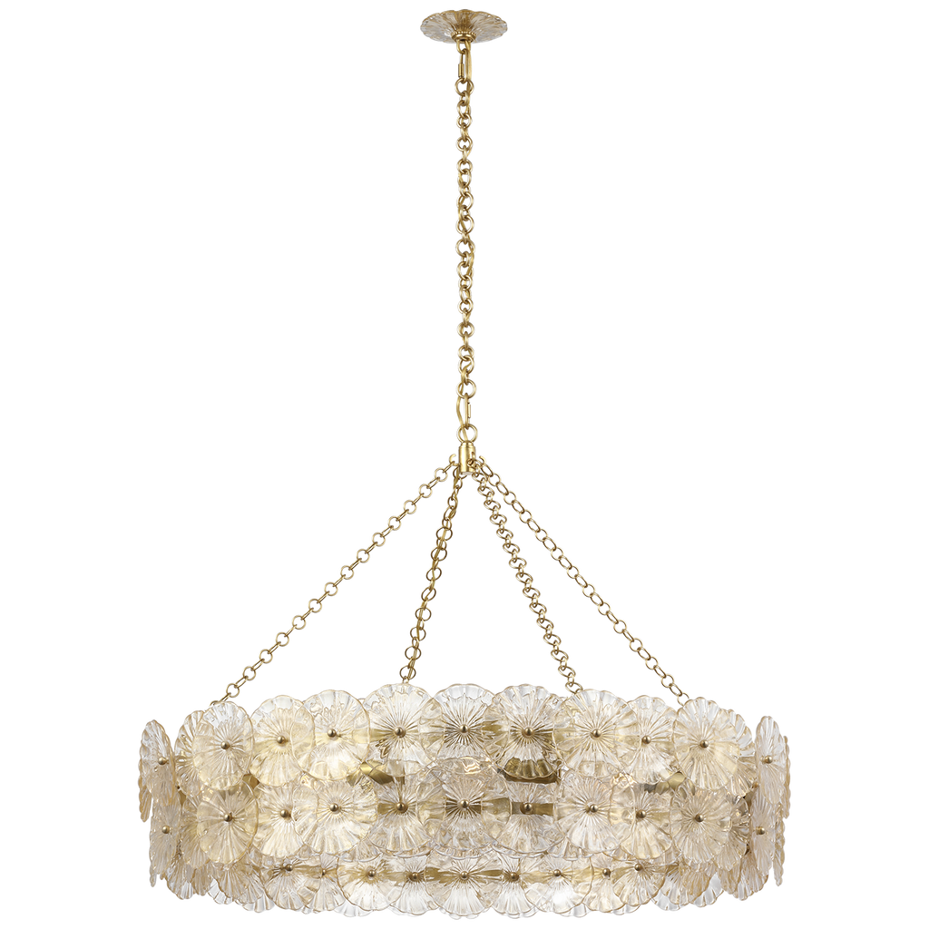 Gianna 36" Ring Chandelier | Hand-Rubbed Antique Brass | Gold Fleck Glass