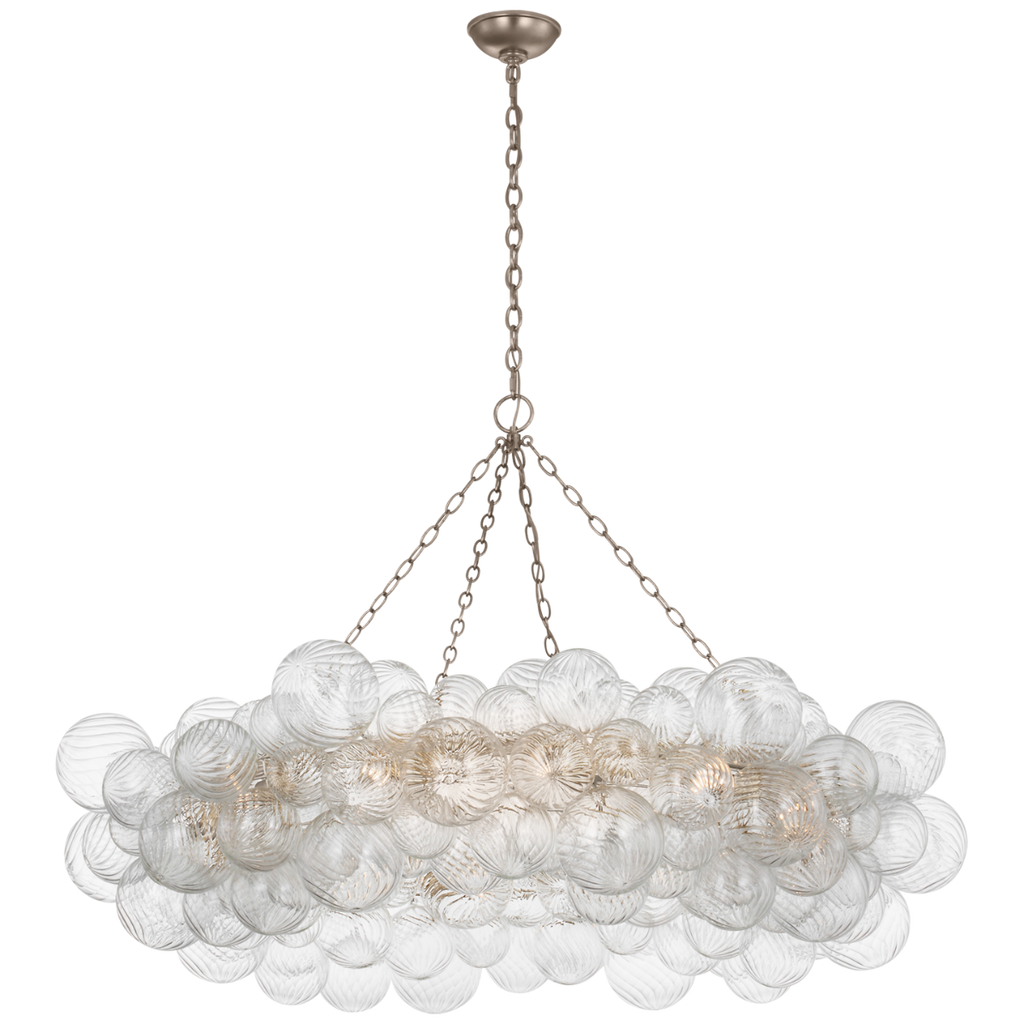 Talia 54" Ring Chandelier | Burnished Silver Leaf and Clear Swirled Glass