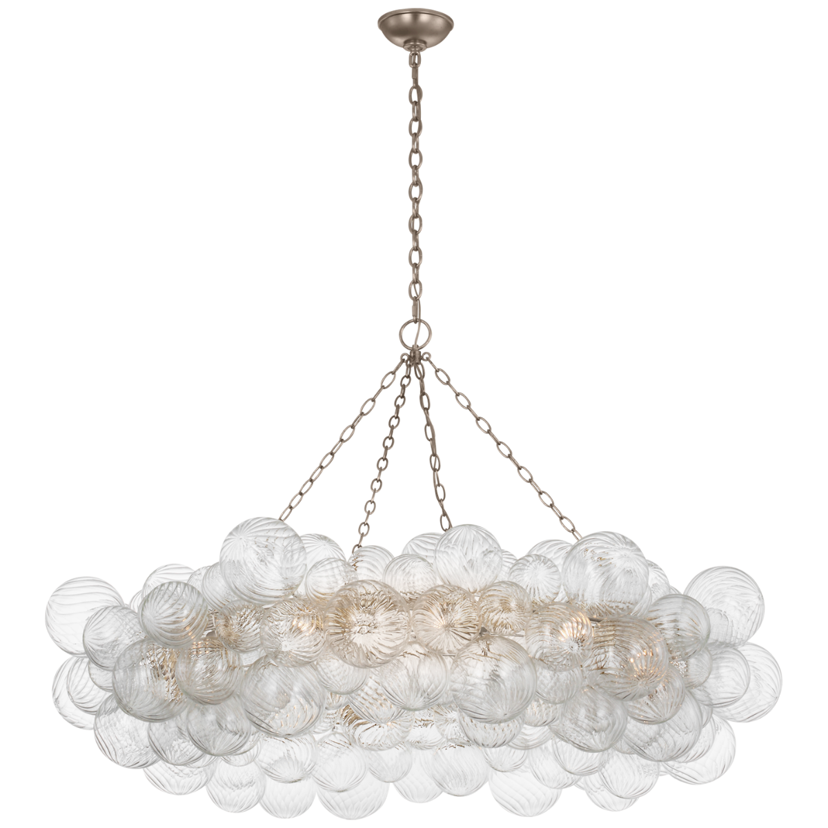 Talia 54" Ring Chandelier | Burnished Silver Leaf and Clear Swirled Glass