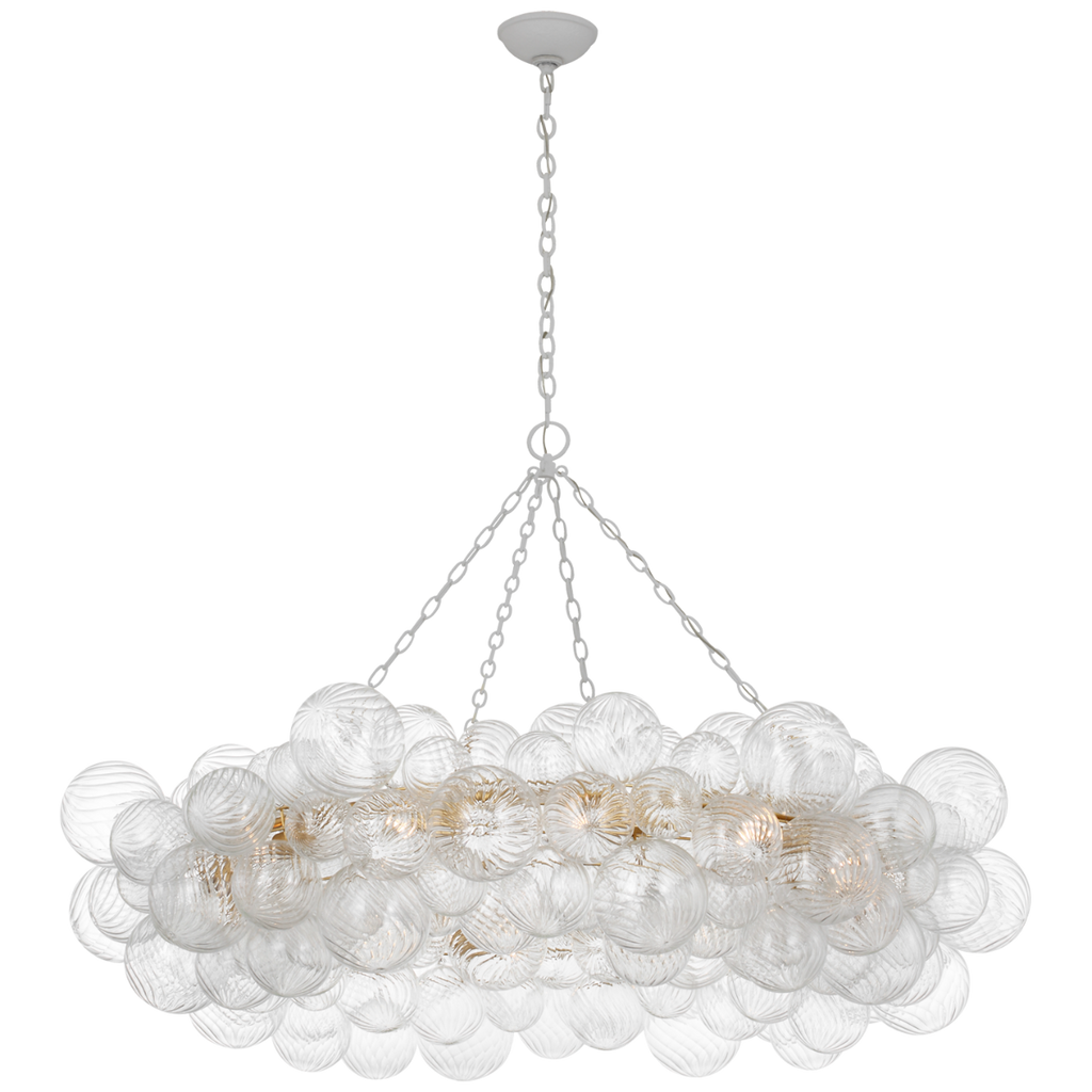 Talia 54" Ring Chandelier | Plaster White and Clear Swirled Glass