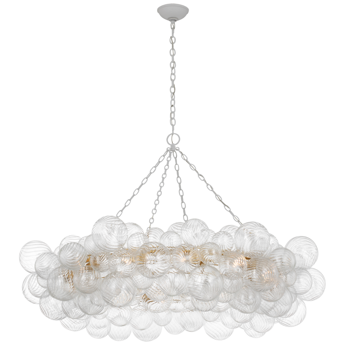 Talia 54" Ring Chandelier | Plaster White and Clear Swirled Glass