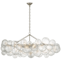 Talia Medium Linear Chandelier | Burnished Silver Leaf | Clear Swirled Glass