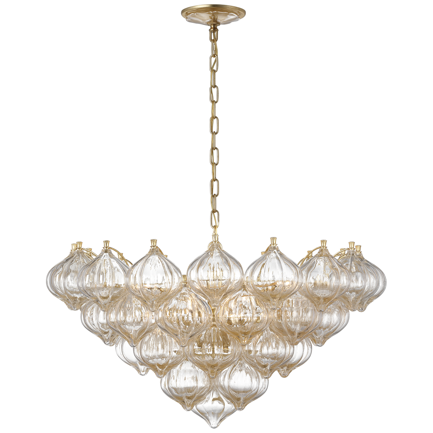 Caselli 36" Basket Chandelier | Gild | Gold Fleck Glass