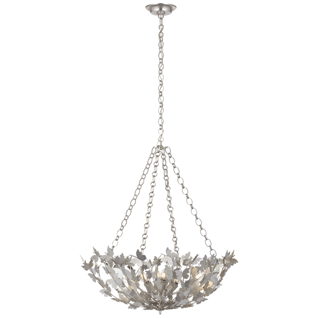 Farfalle 30" Basket Chandelier | Burnished Silver Leaf