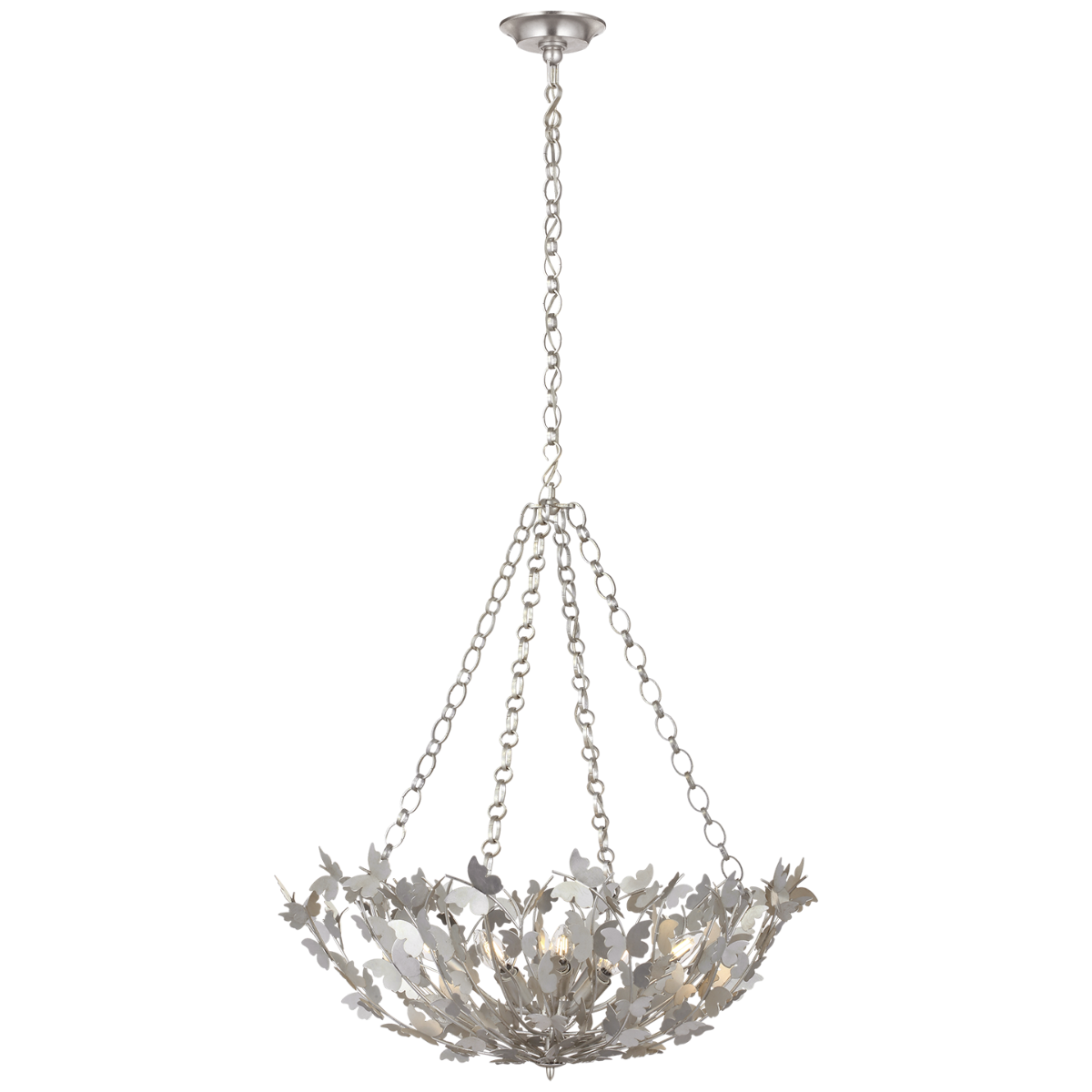 Farfalle 30" Basket Chandelier | Burnished Silver Leaf