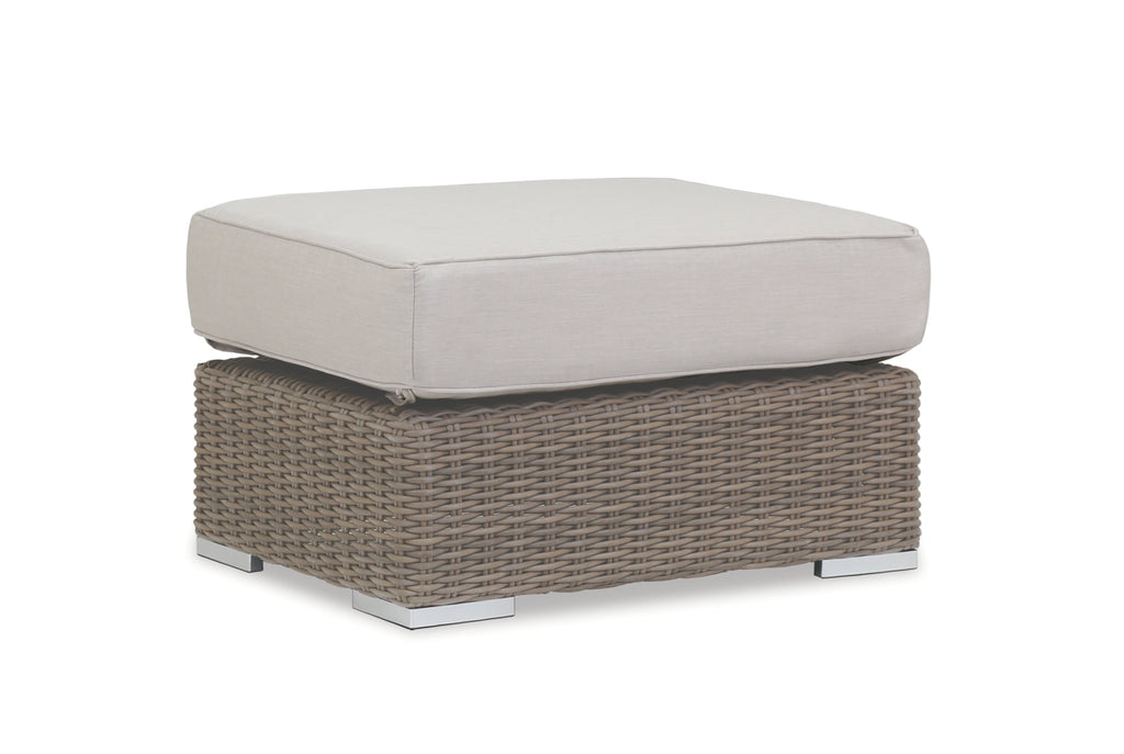 Coronado Ottoman in Canvas Flax w/ Self Welt