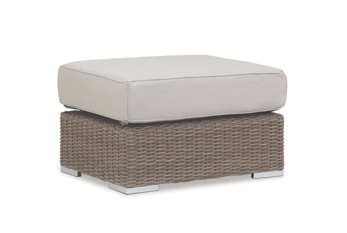 Coronado Ottoman in Canvas Flax w/ Self Welt