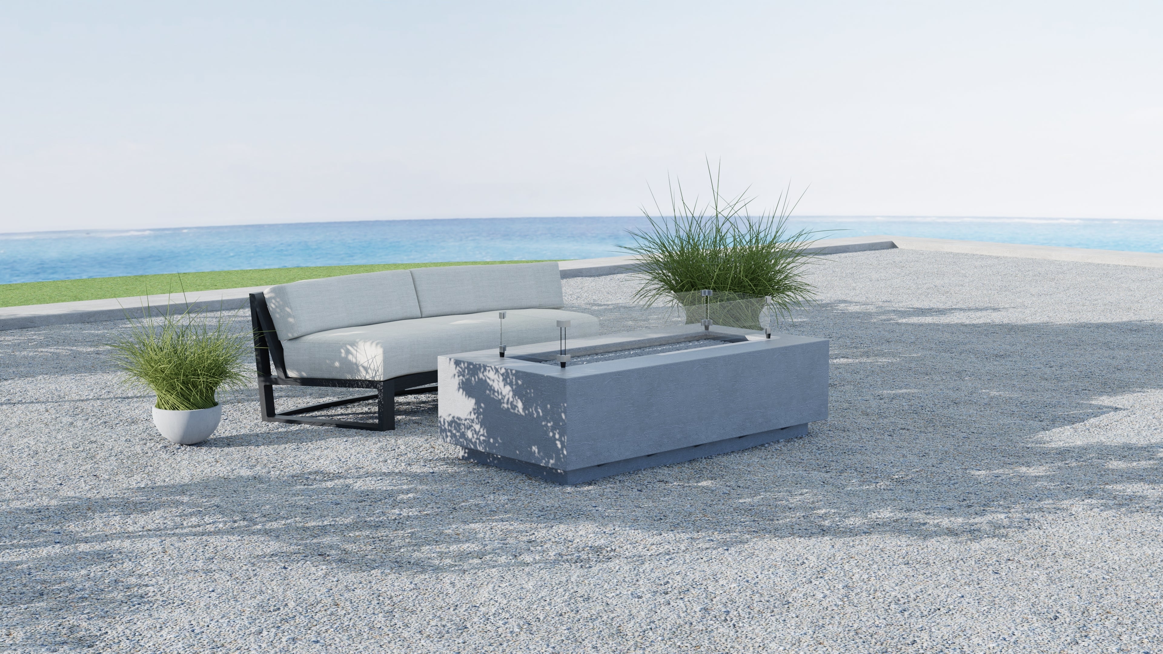 Redondo Curved Sofa in Cast Silver, No Welt