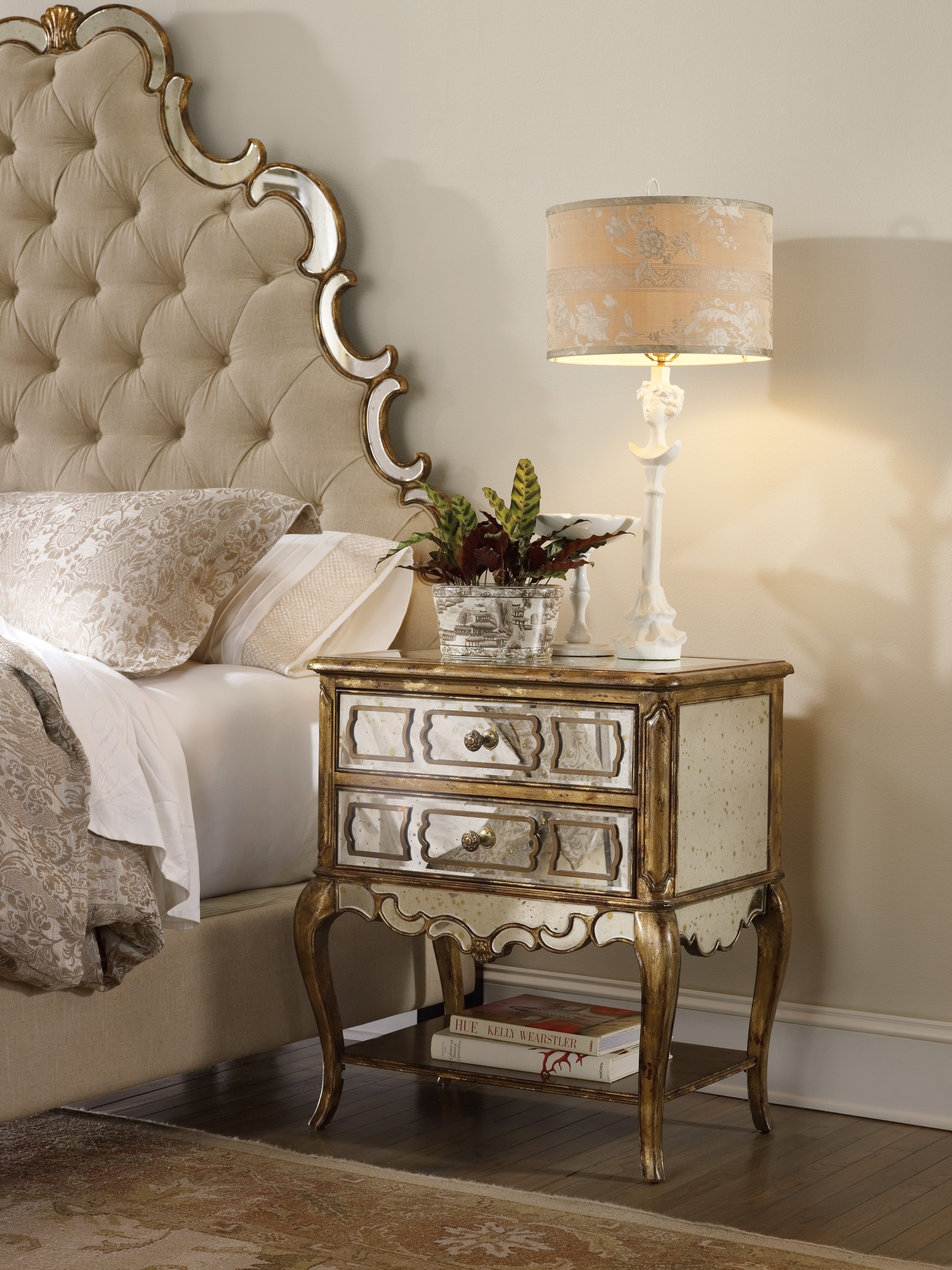 Sanctuary Mirrored Leg Nightstand - Bling