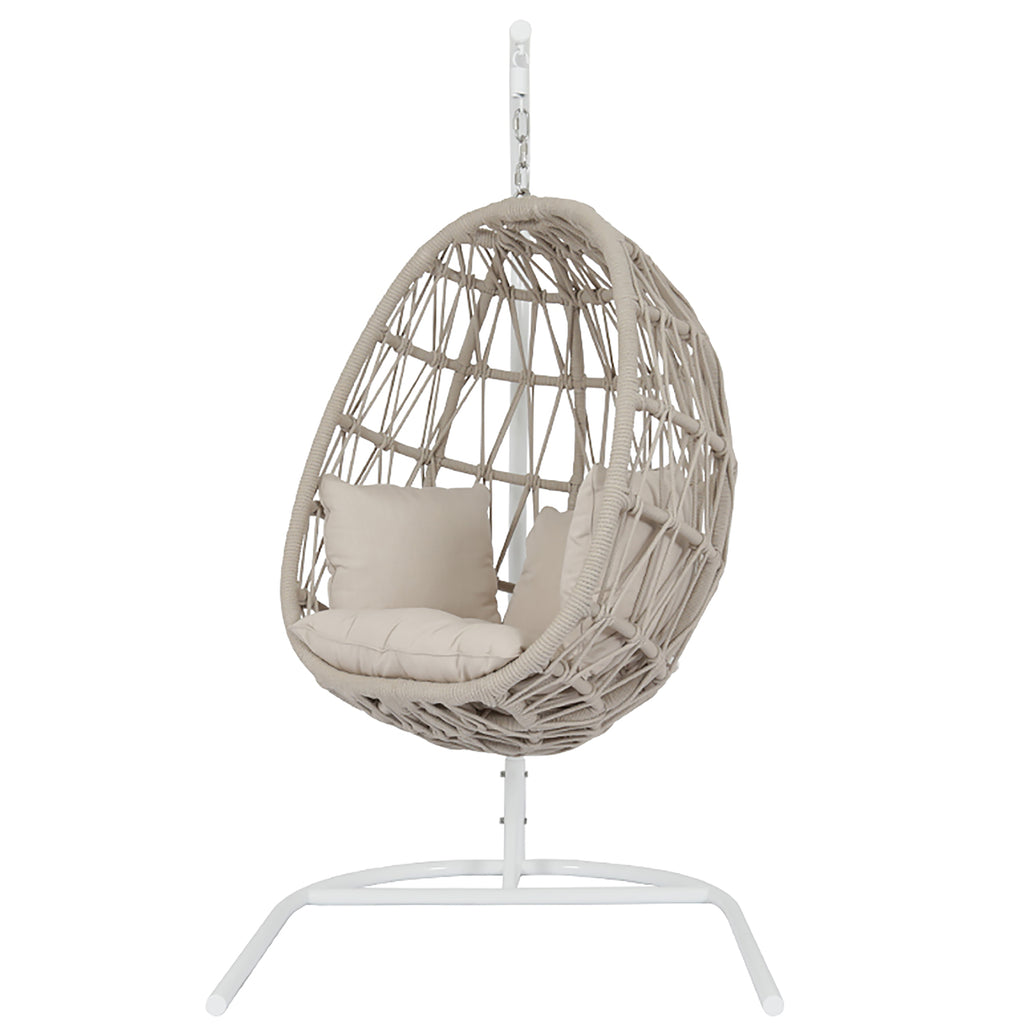 Dana Rope Hanging Club Chair in Linen Canvas w/ Self Welt