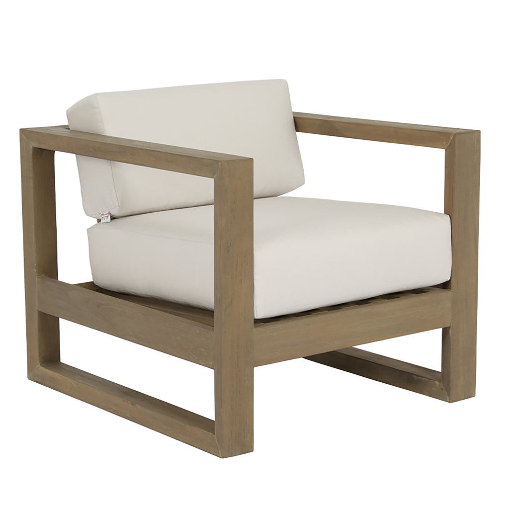 Coastal Teak Club Chair in Canvas Canvas, No Welt