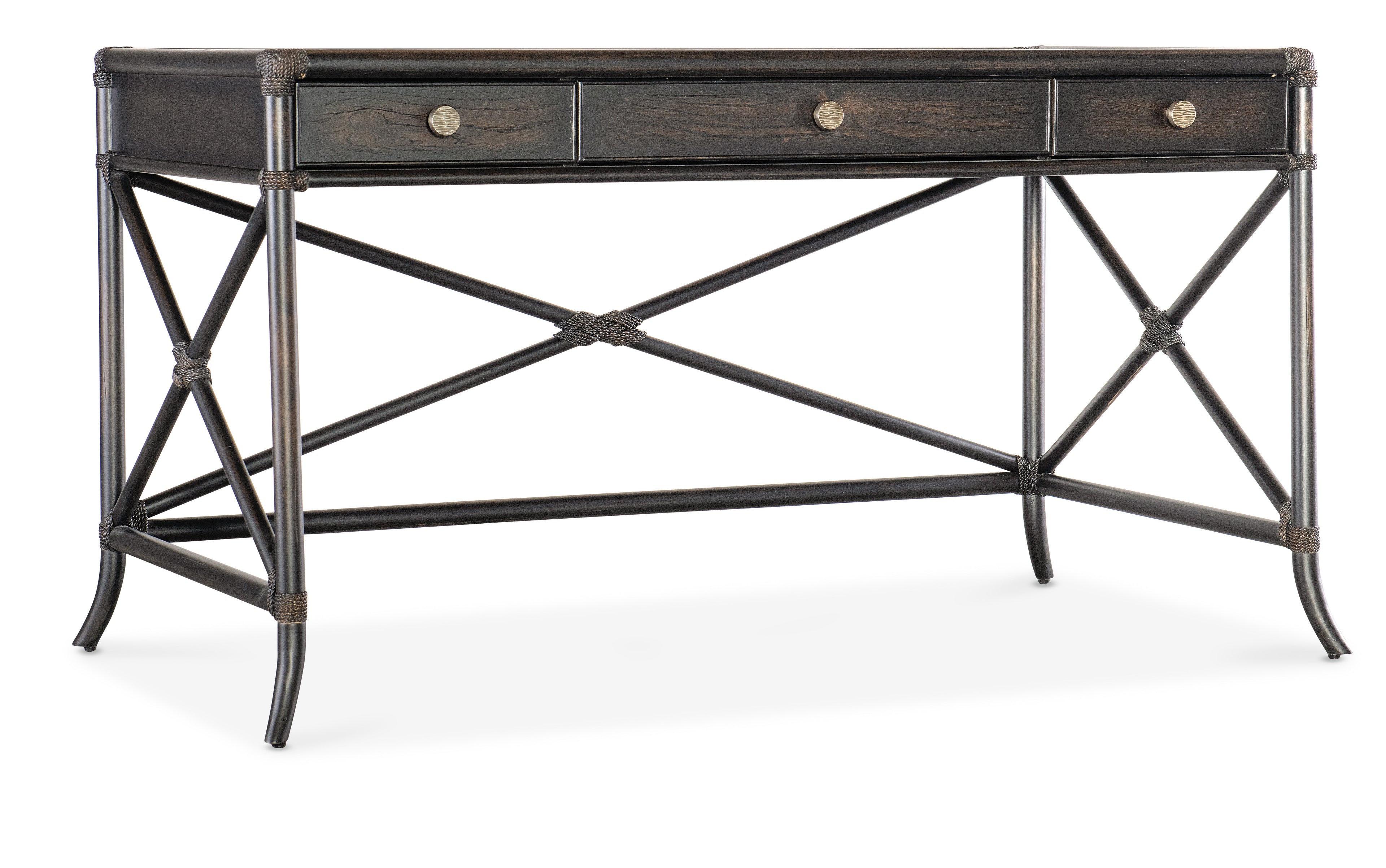 Retreat Pole Rattan Writing Desk | Black Sand