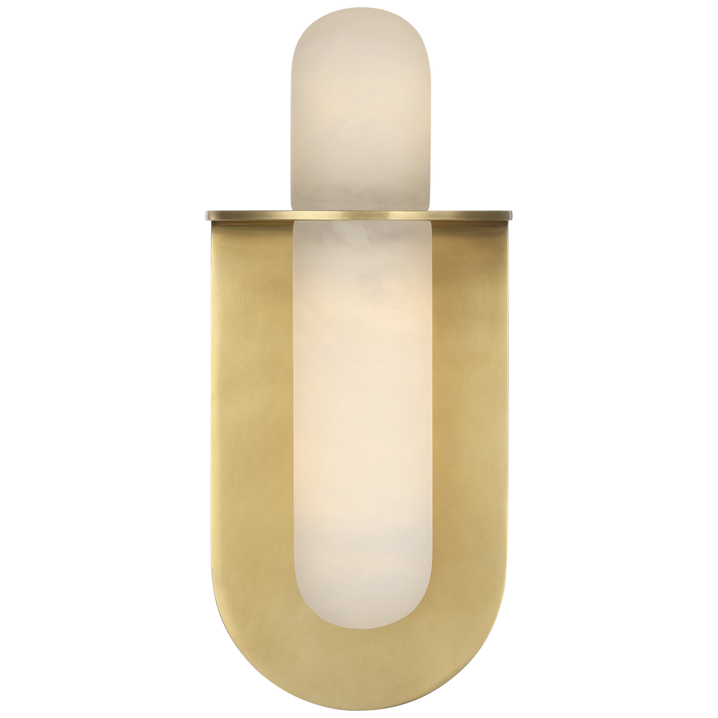 Fosse 11" Invertable Offset Oval Sconce | Antique-Burnished Brass | Alabaster