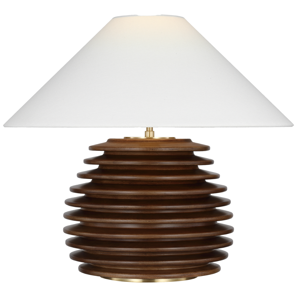 Crenelle 20" Stacked Table Lamp | Burnished Birch | Linen Shade