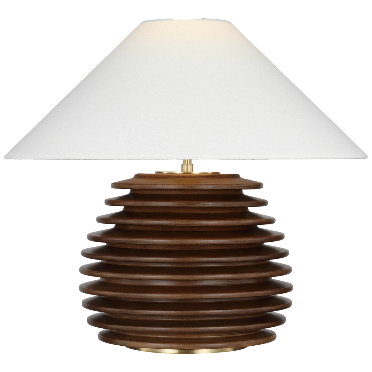 Crenelle 20" Stacked Table Lamp | Burnished Birch | Linen Shade