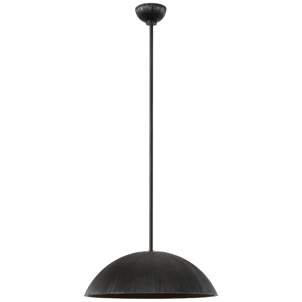 Utopia 18" Sculpted Pendant | Aged Iron | White Glass
