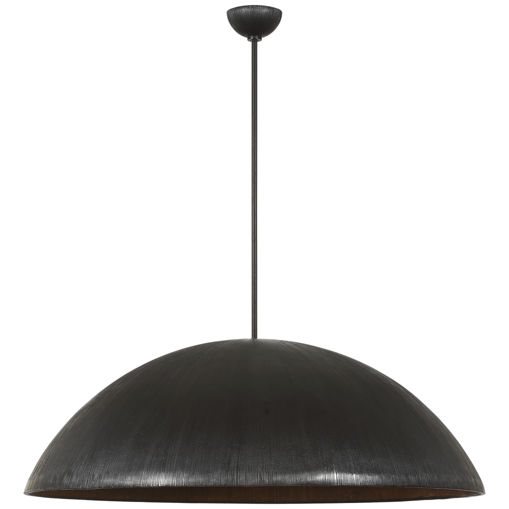 Utopia 48" Sculpted Pendant | Aged Iron | White Glass