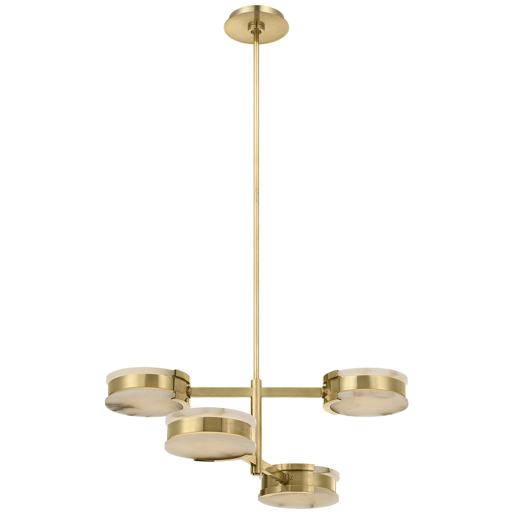 Melange 25" Multi-Positional Semi-Flush Chandelier | Antique-Burnished Brass | Alabaster
