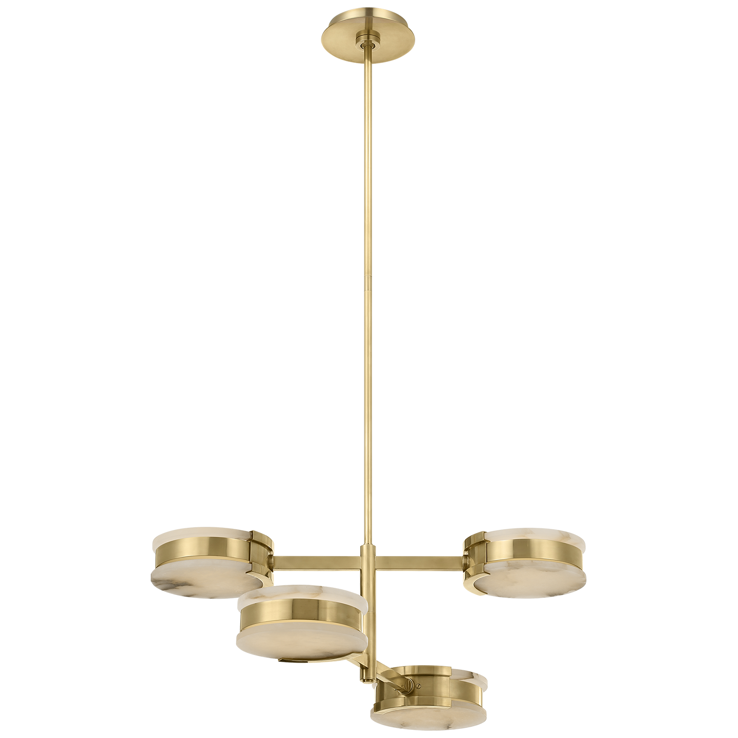 Melange 25" Multi-Positional Semi-Flush Chandelier | Antique-Burnished Brass | Alabaster