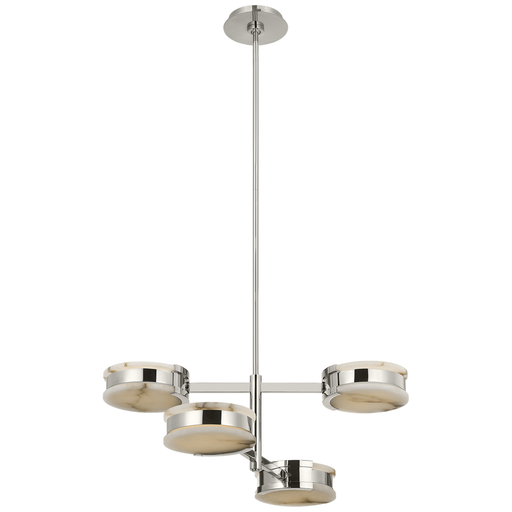 Melange 25" Multi-Positional Semi-Flush Chandelier | Polished Nickel | Alabaster