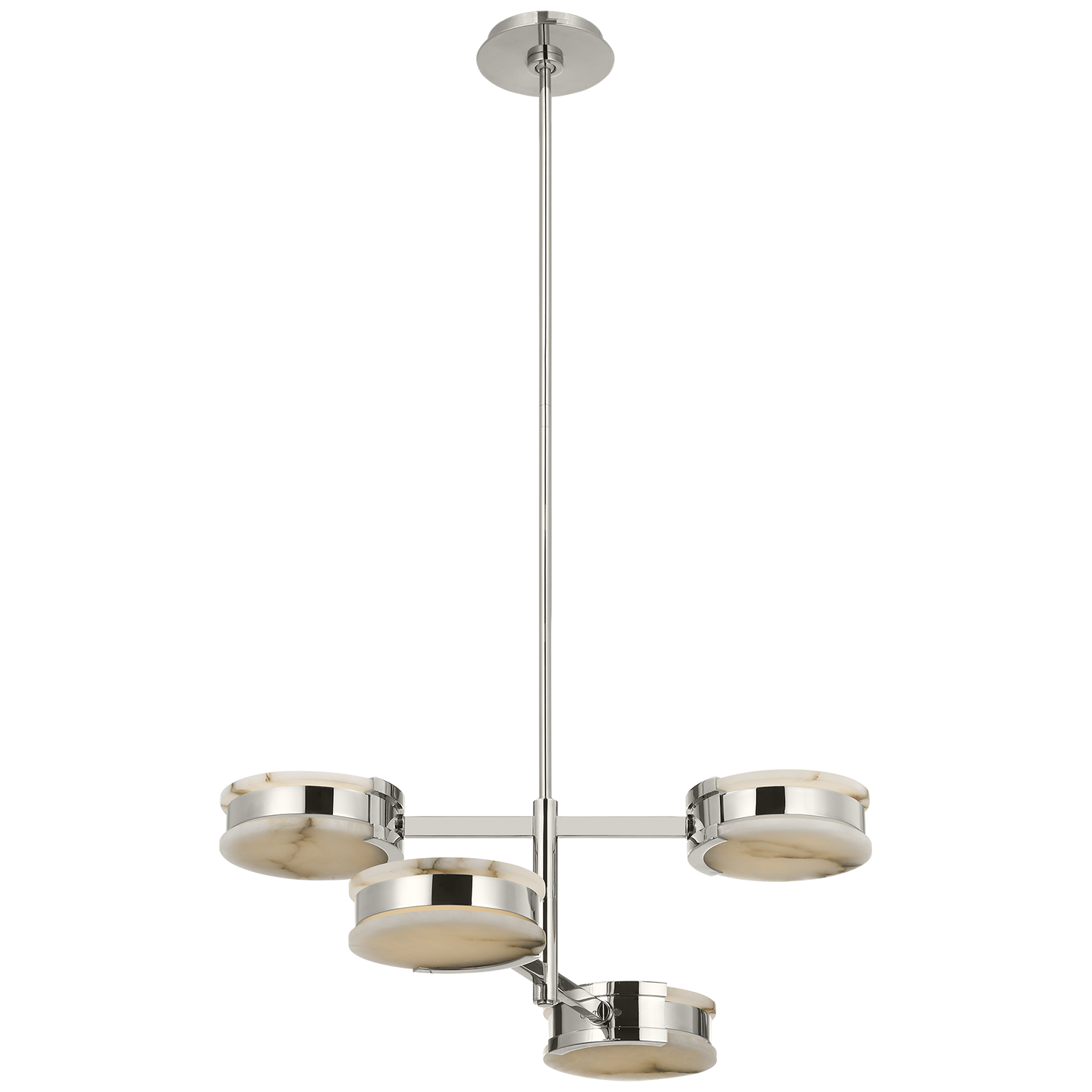 Melange 25" Multi-Positional Semi-Flush Chandelier | Polished Nickel | Alabaster