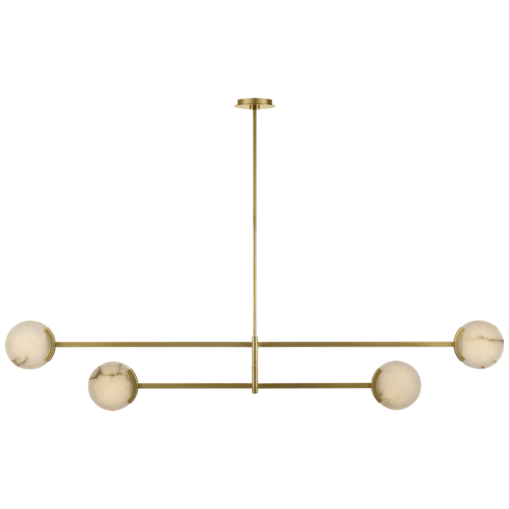 Melange 72" Multi-Positional Chandelier | Antique-Burnished Brass | Alabaster