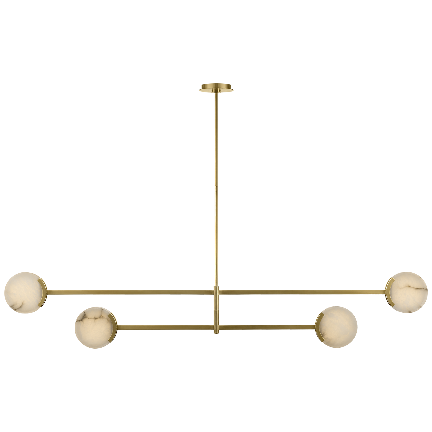 Melange 72" Multi-Positional Chandelier | Antique-Burnished Brass | Alabaster