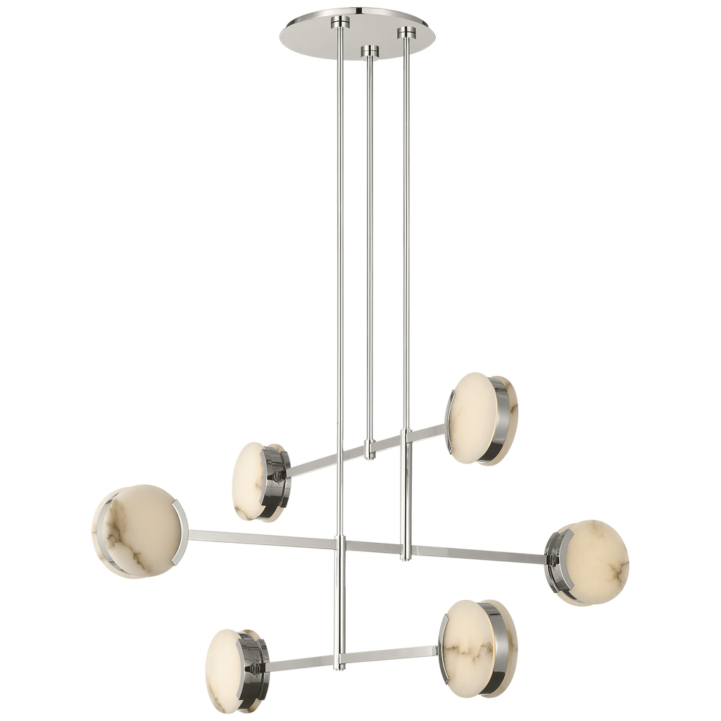 Melange 54" Multi-Positional Chandelier | Polished Nickel | Alabaster