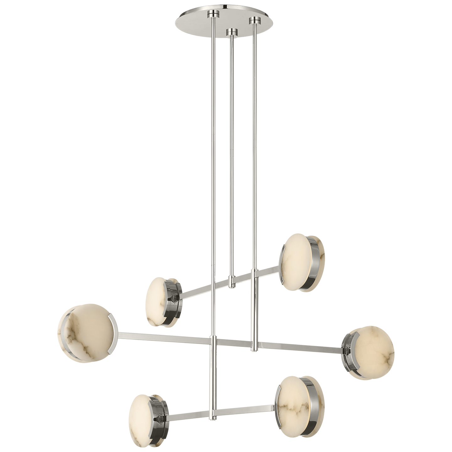 Melange 54" Multi-Positional Chandelier | Polished Nickel | Alabaster