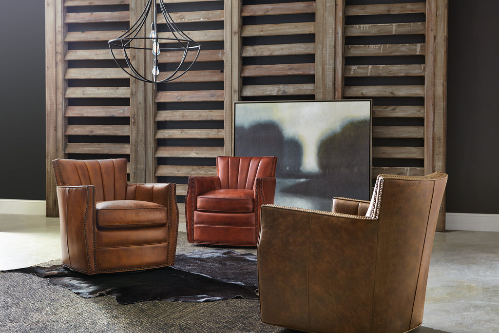 Kato Leather Swivel Chair with Salt Pepper HOH