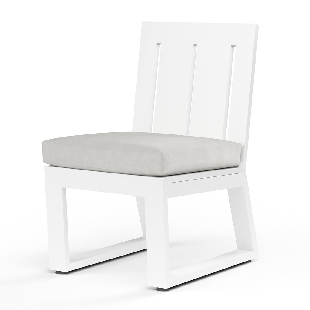 Newport Armless Dining Chair in Cast Silver, No Welt