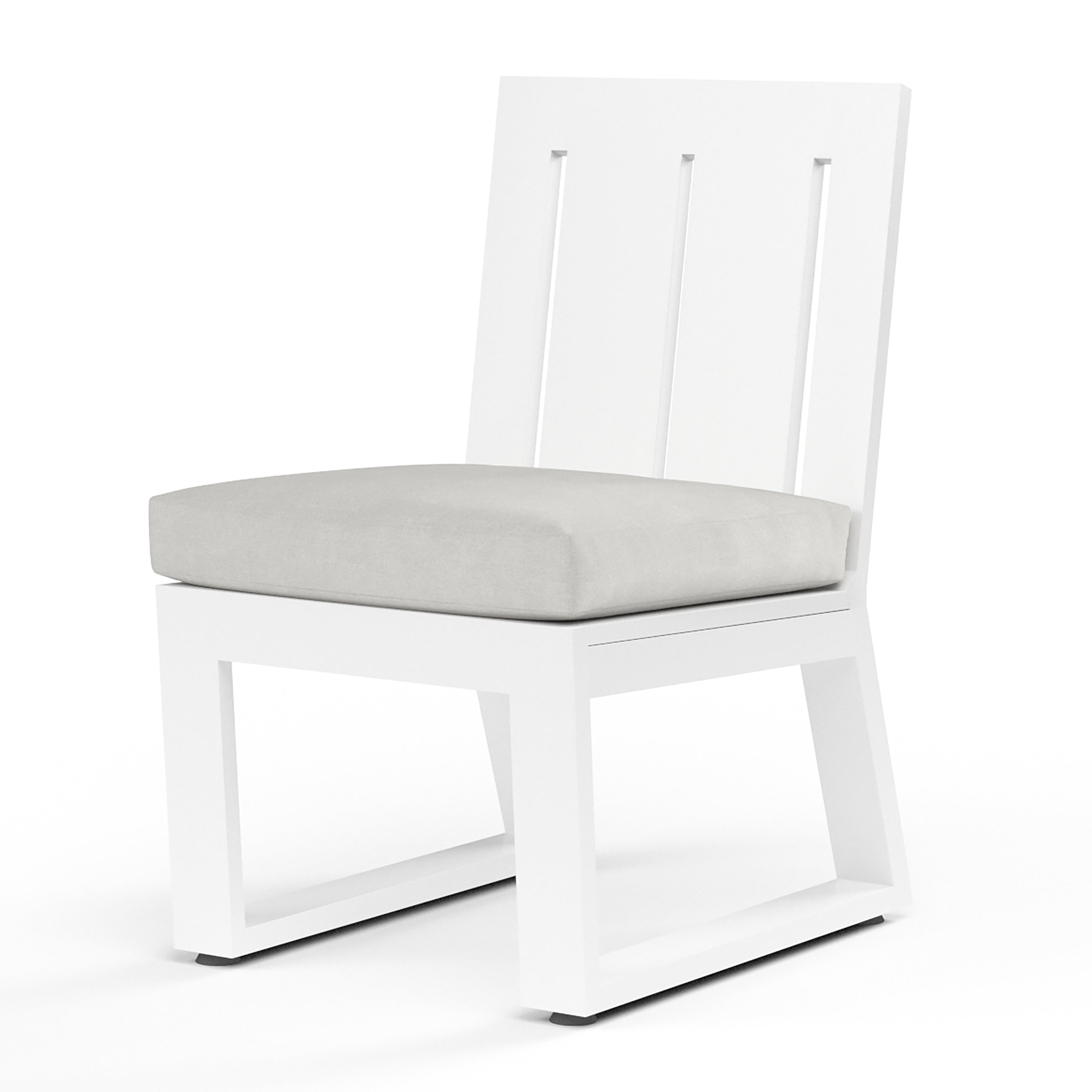 Newport Armless Dining Chair in Cast Silver, No Welt