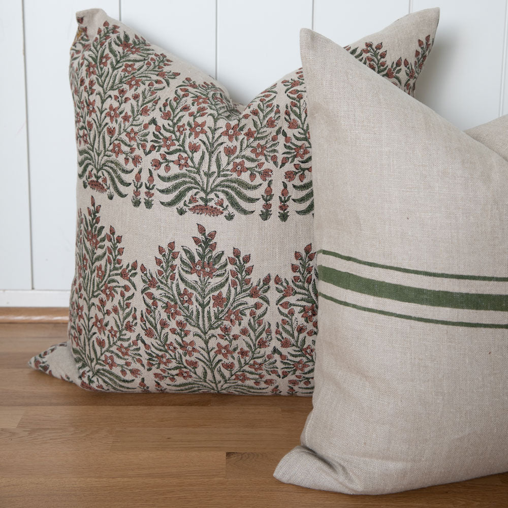 Fleur Saffron Olive Pillow