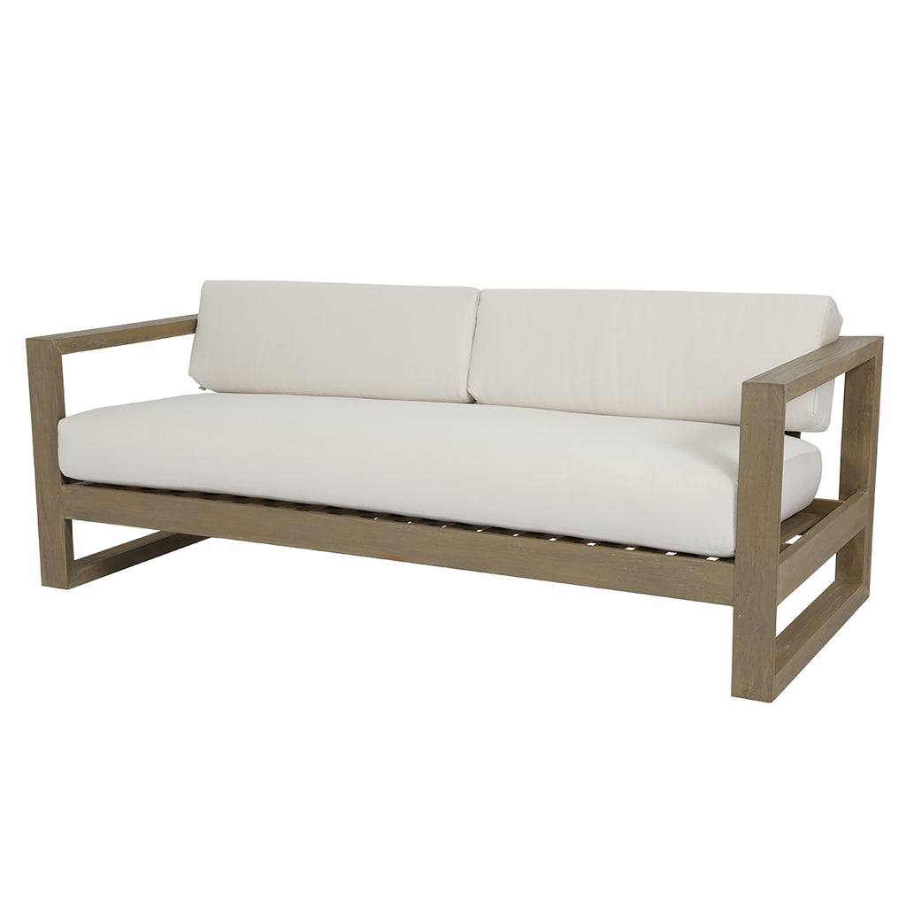 Coastal Teak Sofa in Canvas Canvas, No Welt