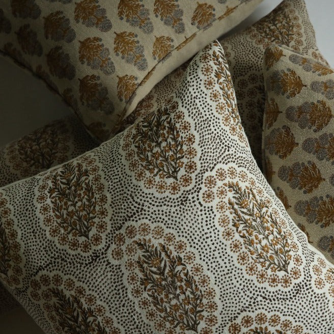 Winfleur Olive Mustard on White Pillow