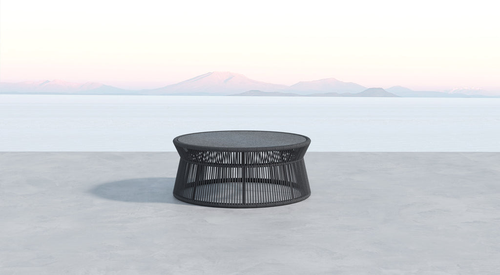 Milano Coffee Table w/ 40" Round Honed Absolute Granite Insert Top