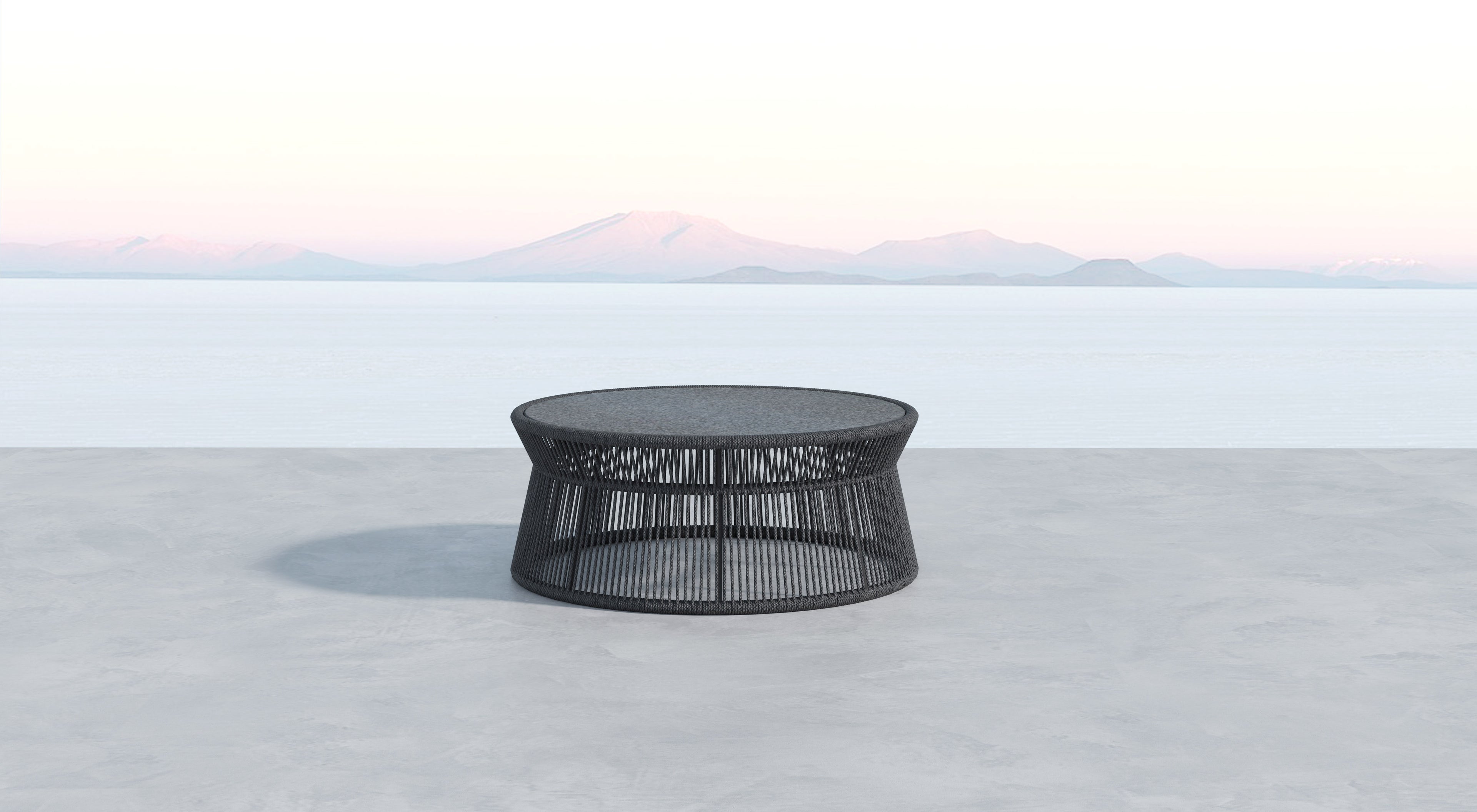 Milano Coffee Table w/ 40" Round Honed Absolute Granite Insert Top
