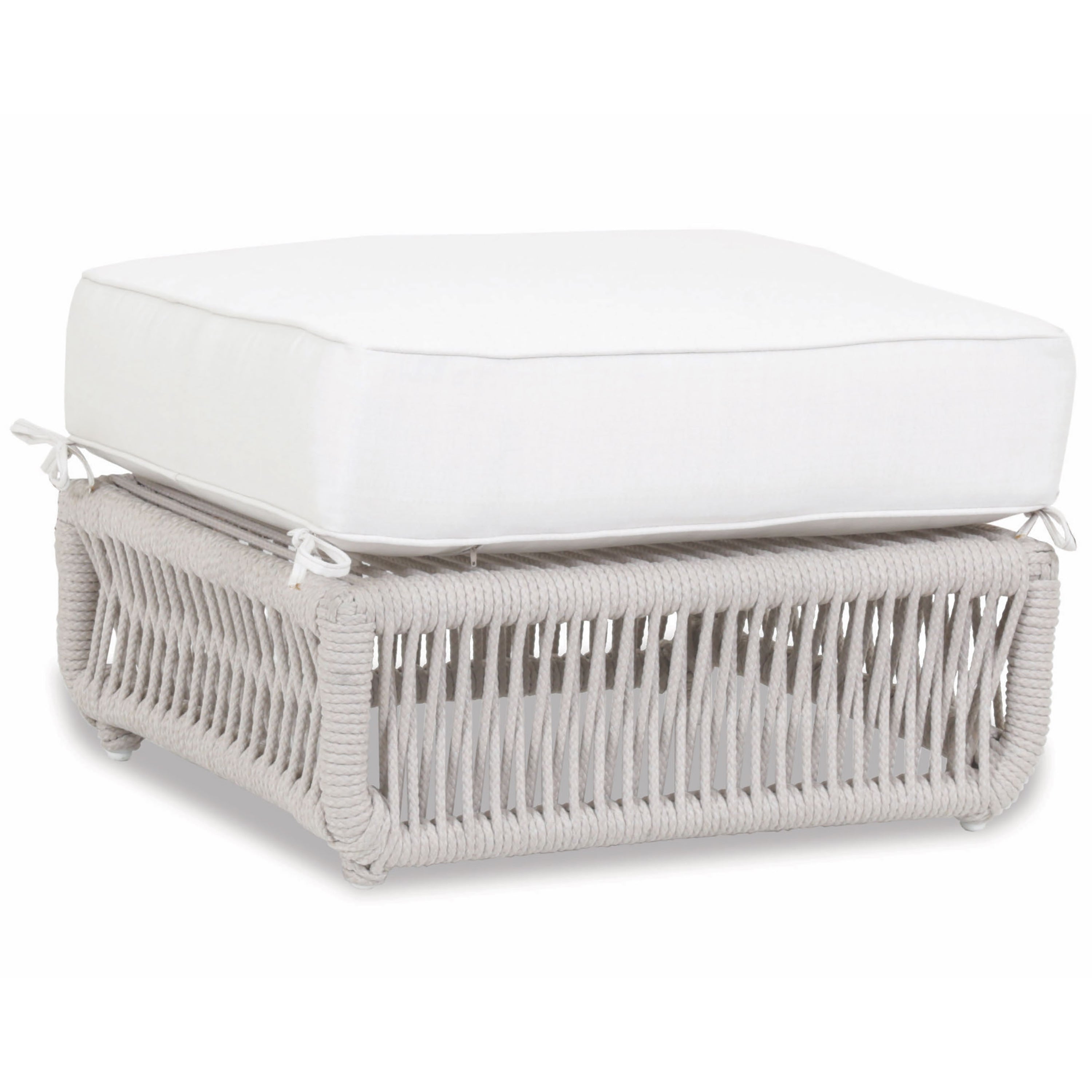 Dana Rope Ottoman in Linen Canvas w/ Self Welt