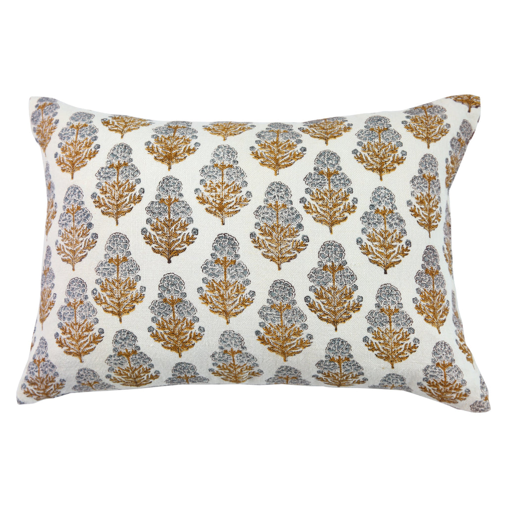 Marigold Mustard on White Pillow
