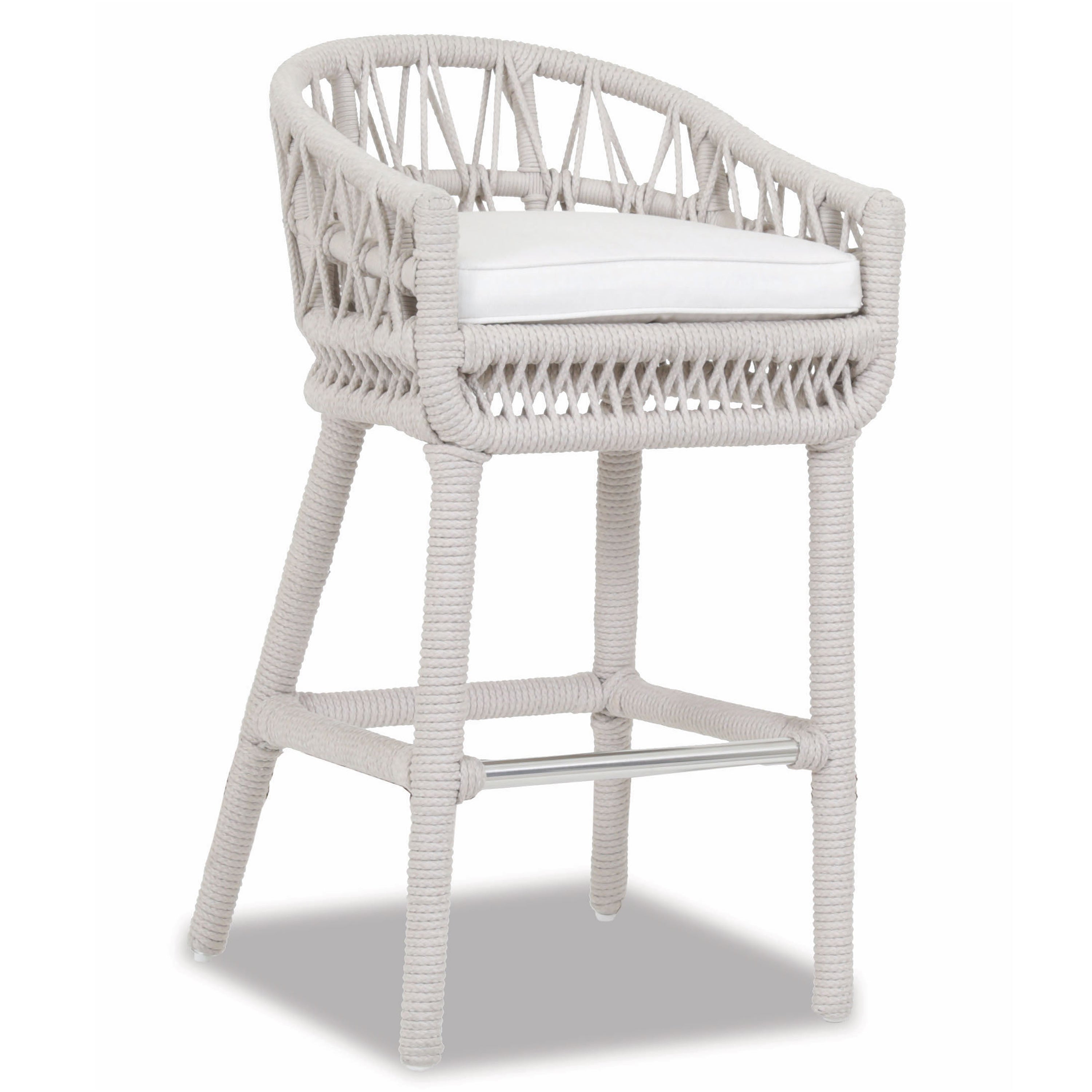 Dana Rope Bar Stool in Linen Canvas w/ Self Welt