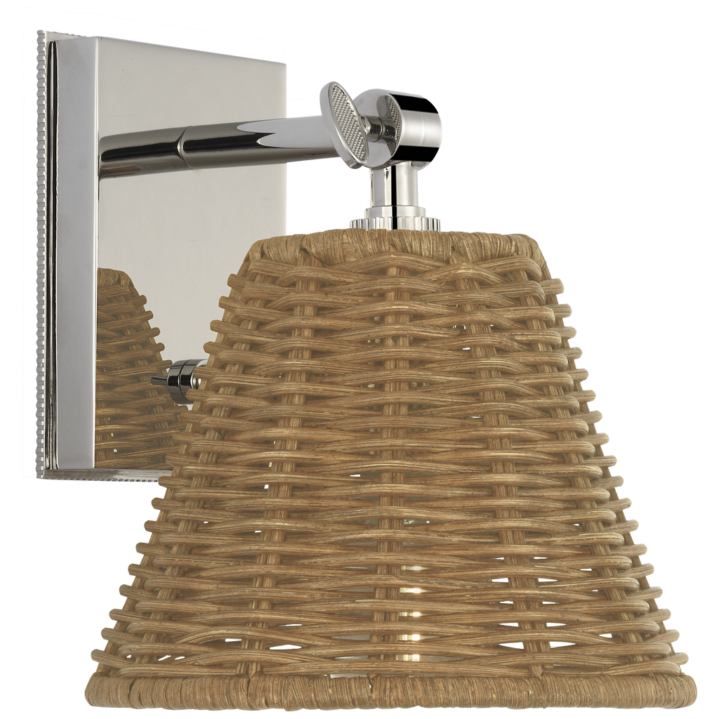 Wimberley Bedside Wall Light | Polished Nickel | Natural Wicker Shade