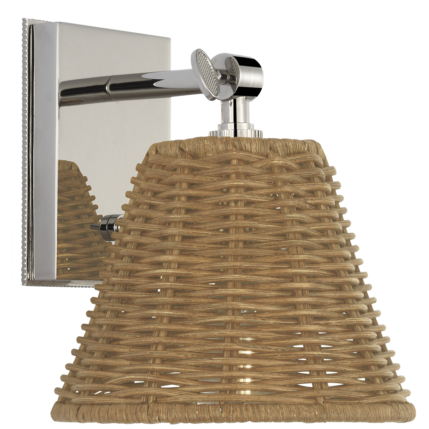 Wimberley Bedside Wall Light | Polished Nickel | Natural Wicker Shade