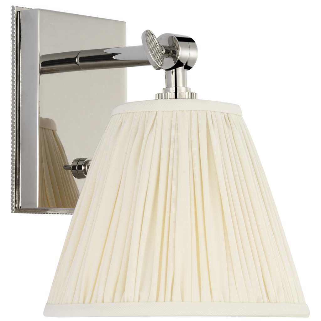 Wimberley Bedside Wall Light | Polished Nickel | Silk Pleated Shade