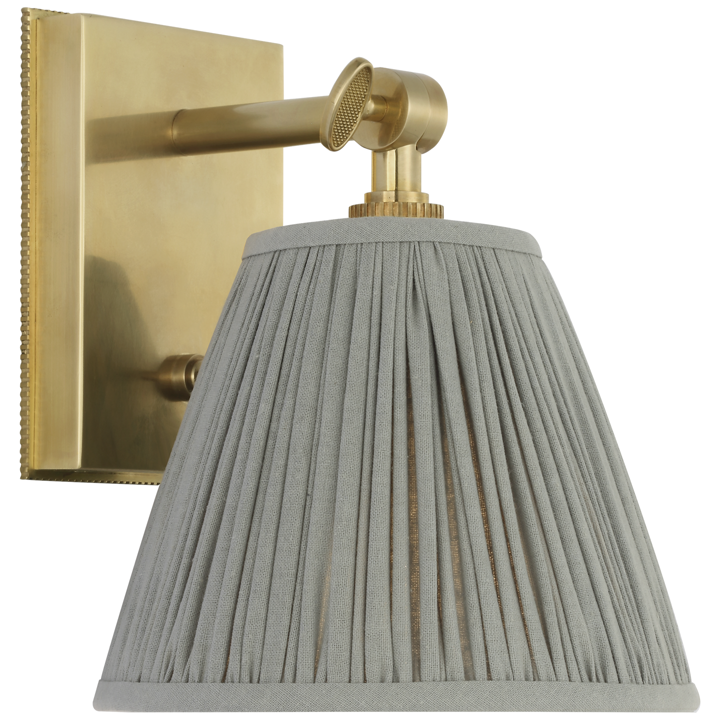 Wimberley Bedside Wall Light | Soft Brass | Blue Linen Pleated Shade