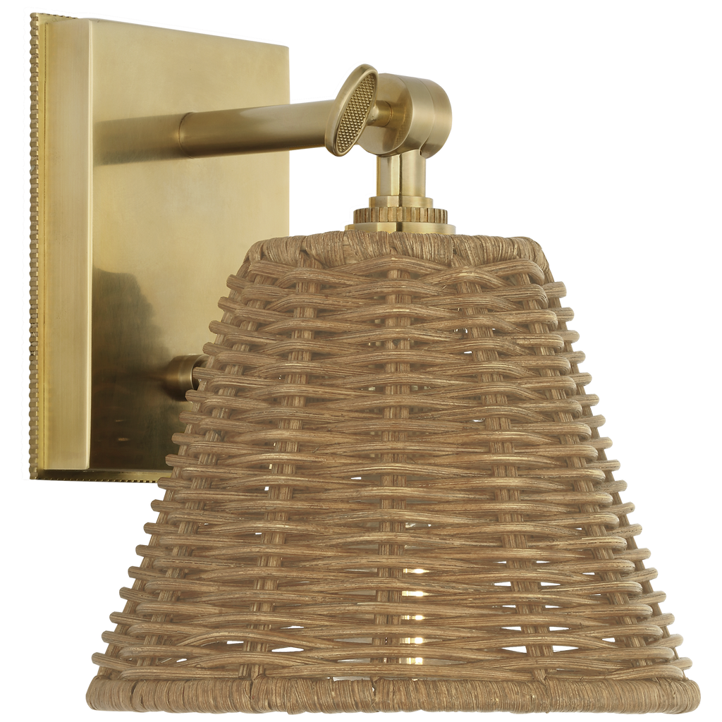 Wimberley Bedside Wall Light | Soft Brass | Natural Wicker Shade