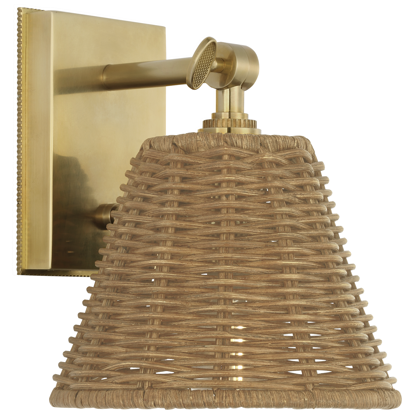 Wimberley Bedside Wall Light | Soft Brass | Natural Wicker Shade