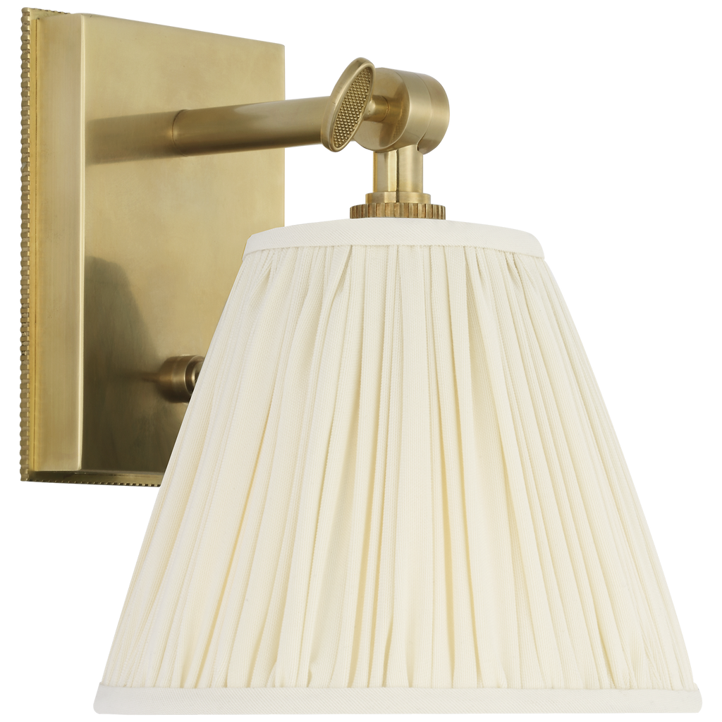 Wimberley Bedside Wall Light | Soft Brass | Silk Pleated Shade