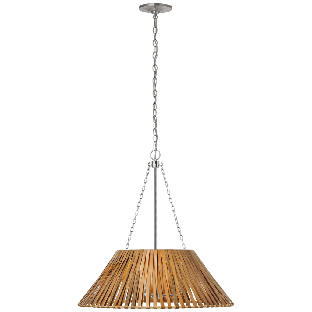 Corinne 24" Wrapped Hanging Shade | Polished Nickel | Natural Wicker Shade