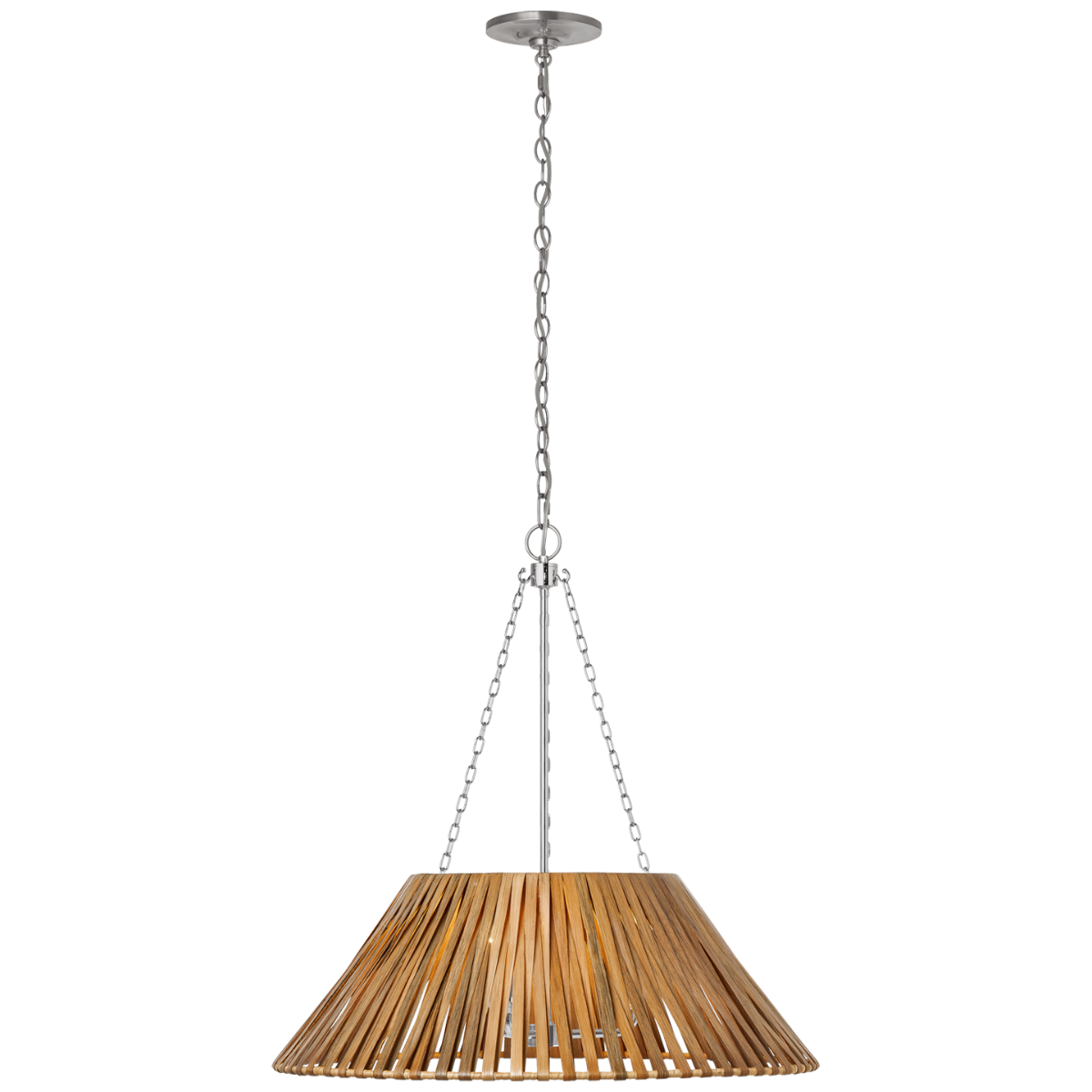 Corinne 24" Wrapped Hanging Shade | Polished Nickel | Natural Wicker Shade