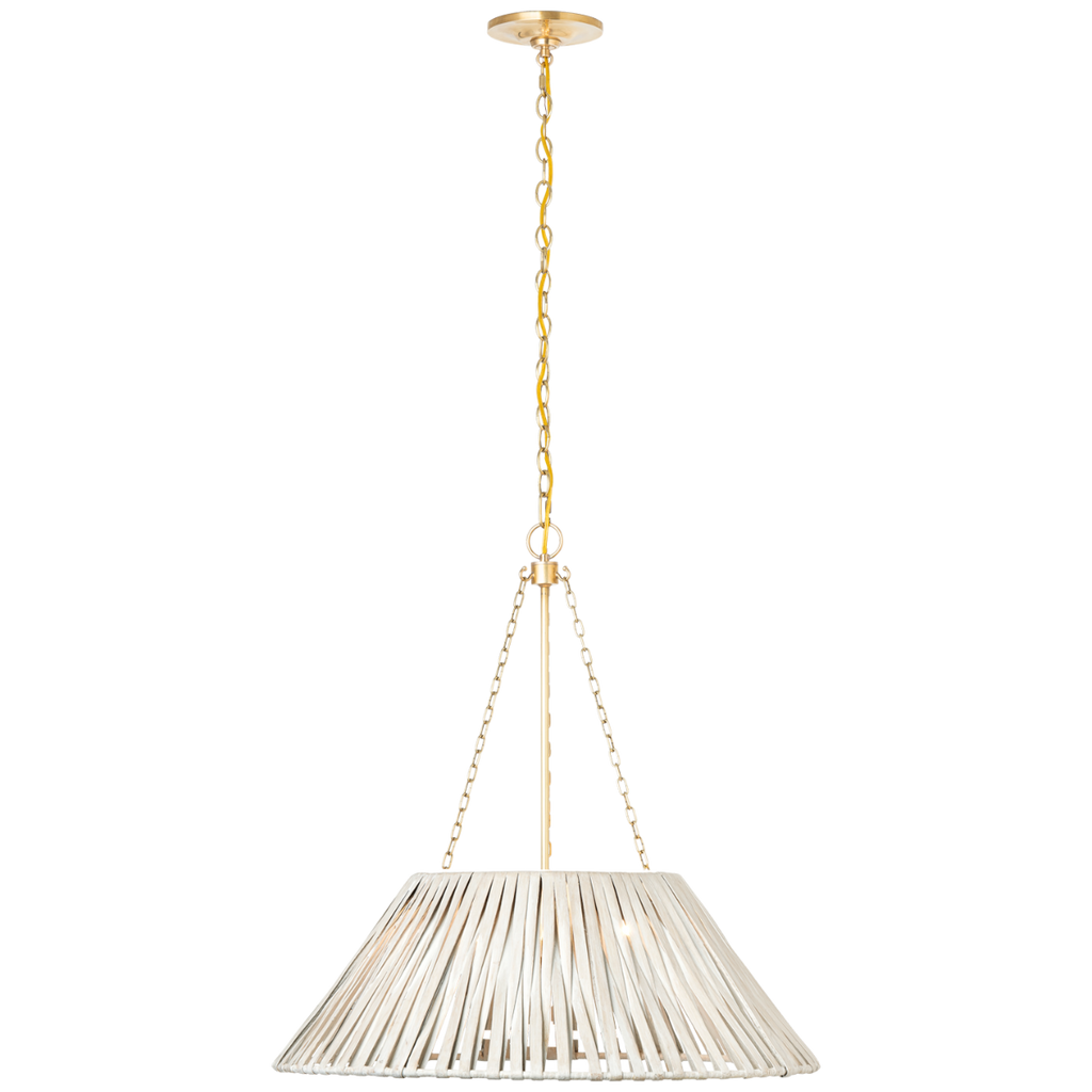 Corinne 24" Wrapped Hanging Shade | Soft Brass | White Wicker Shade